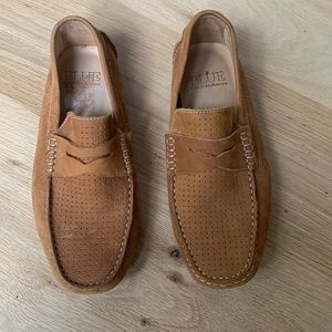Saks Fifth Avenue Brand Blue Men’s Suede Camel Driving Penny Loafers